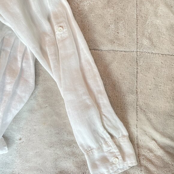 Territory Ahead Long White Linen Pintuck Button Up Tunic Womens Size S Lagenlook - Picture 8 of 11